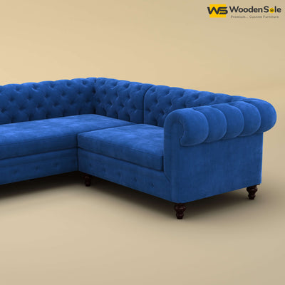 Maharaja Corner Sofa (Velvet, Royal Blue)