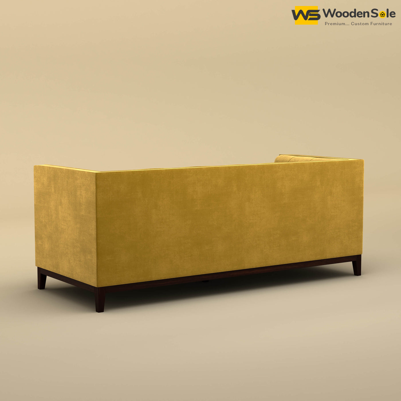 Loren Three Seater Fabric Sofa (Velvet, Mustard Yellow)