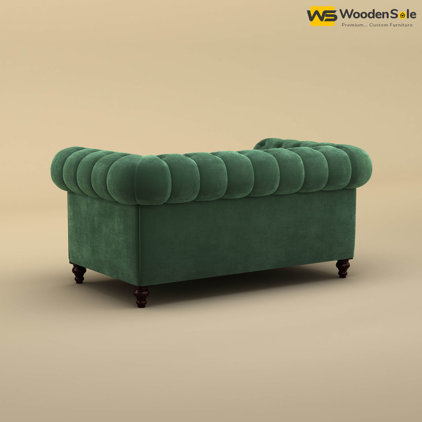 Maharaja Fabric 2 Seater Sofa (Velvet, Forest Green)