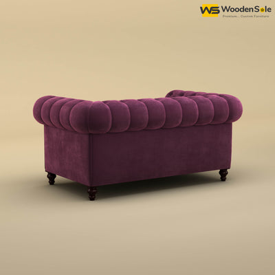 Maharaja Fabric 2 Seater Sofa (Velvet, Dark Purple)