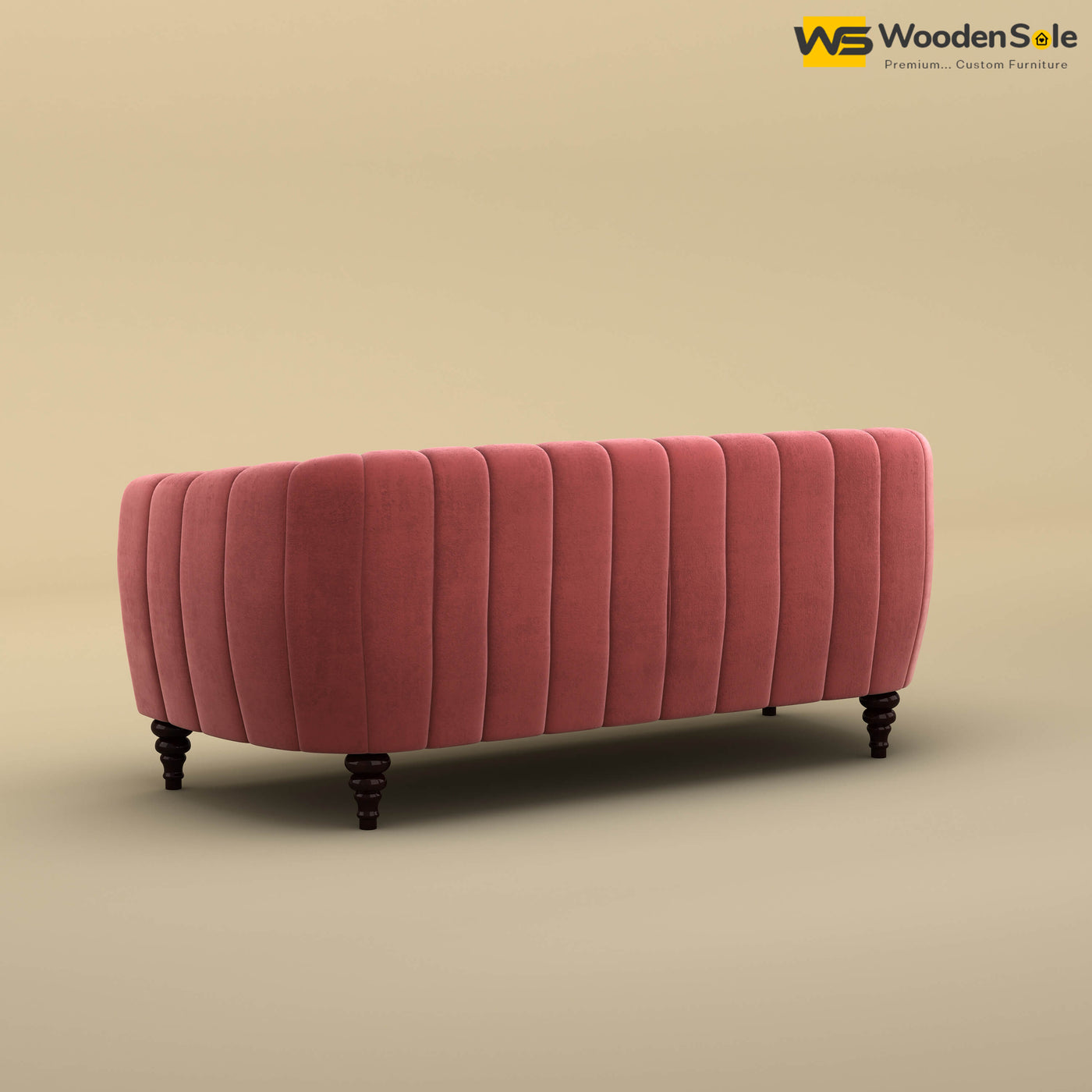 Amaya Three Seater Fabric Sofa (Velvet, Pink)