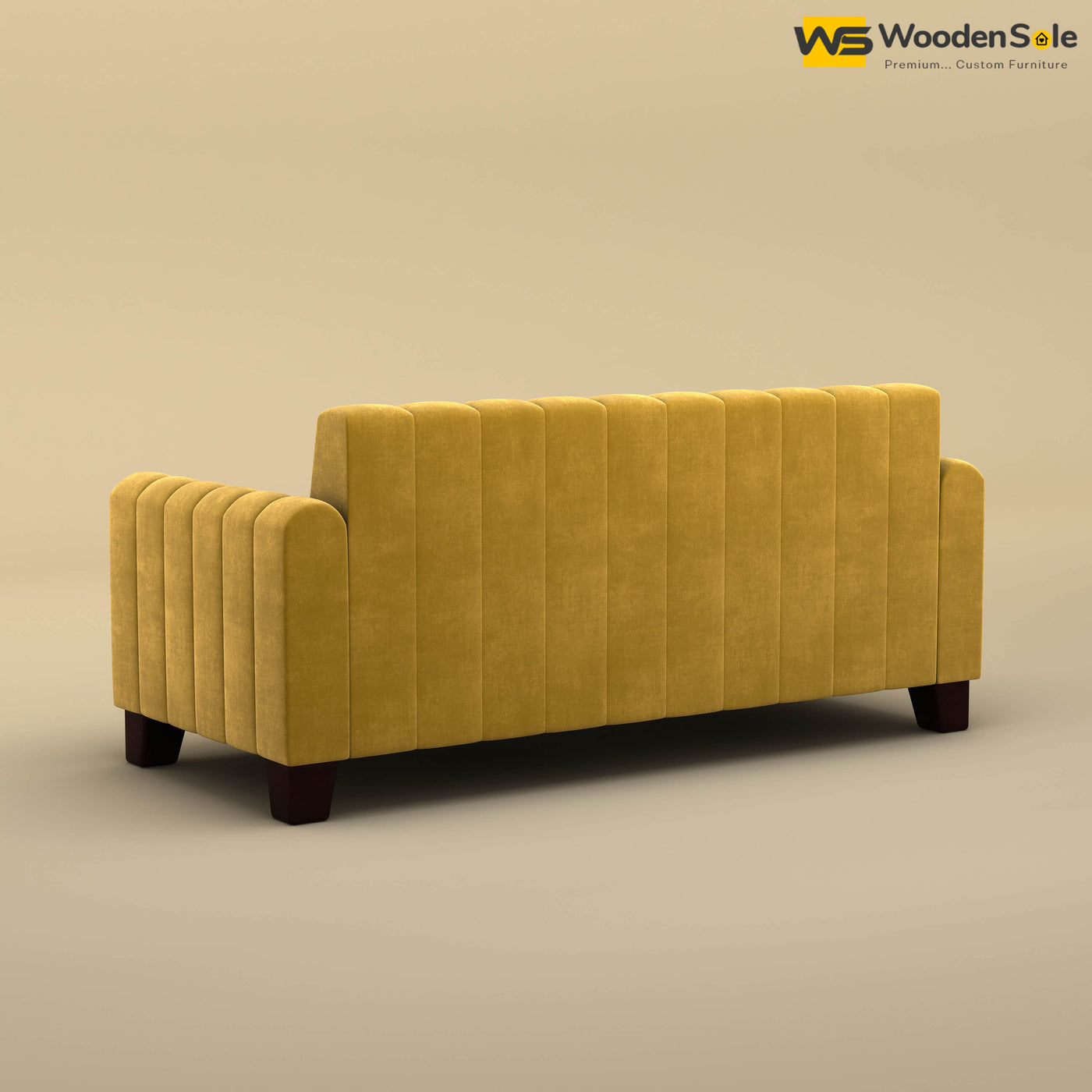 Furo 3 Seater Fabric Sofa (Velvet, Mustard Yellow)