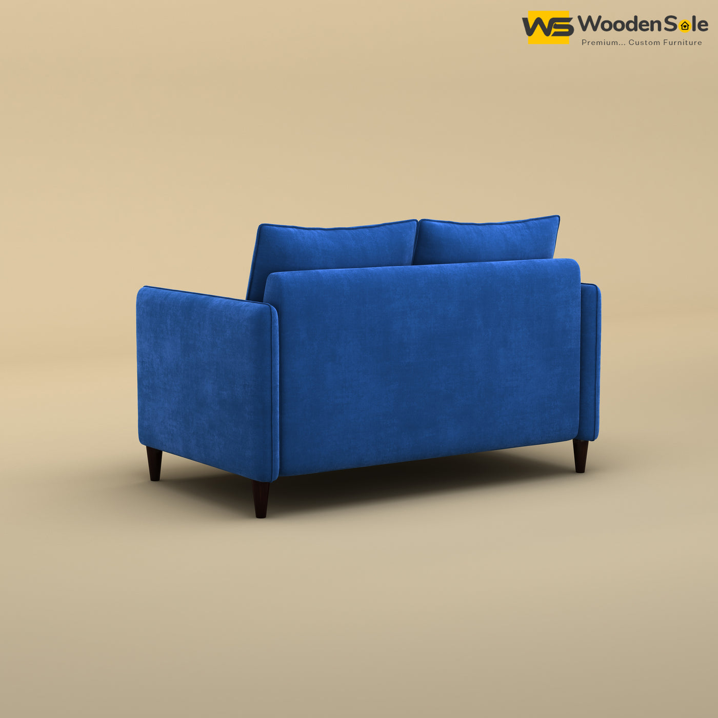 Citron 2 Seater Fabric Sofa (Velvet, Royal Blue)