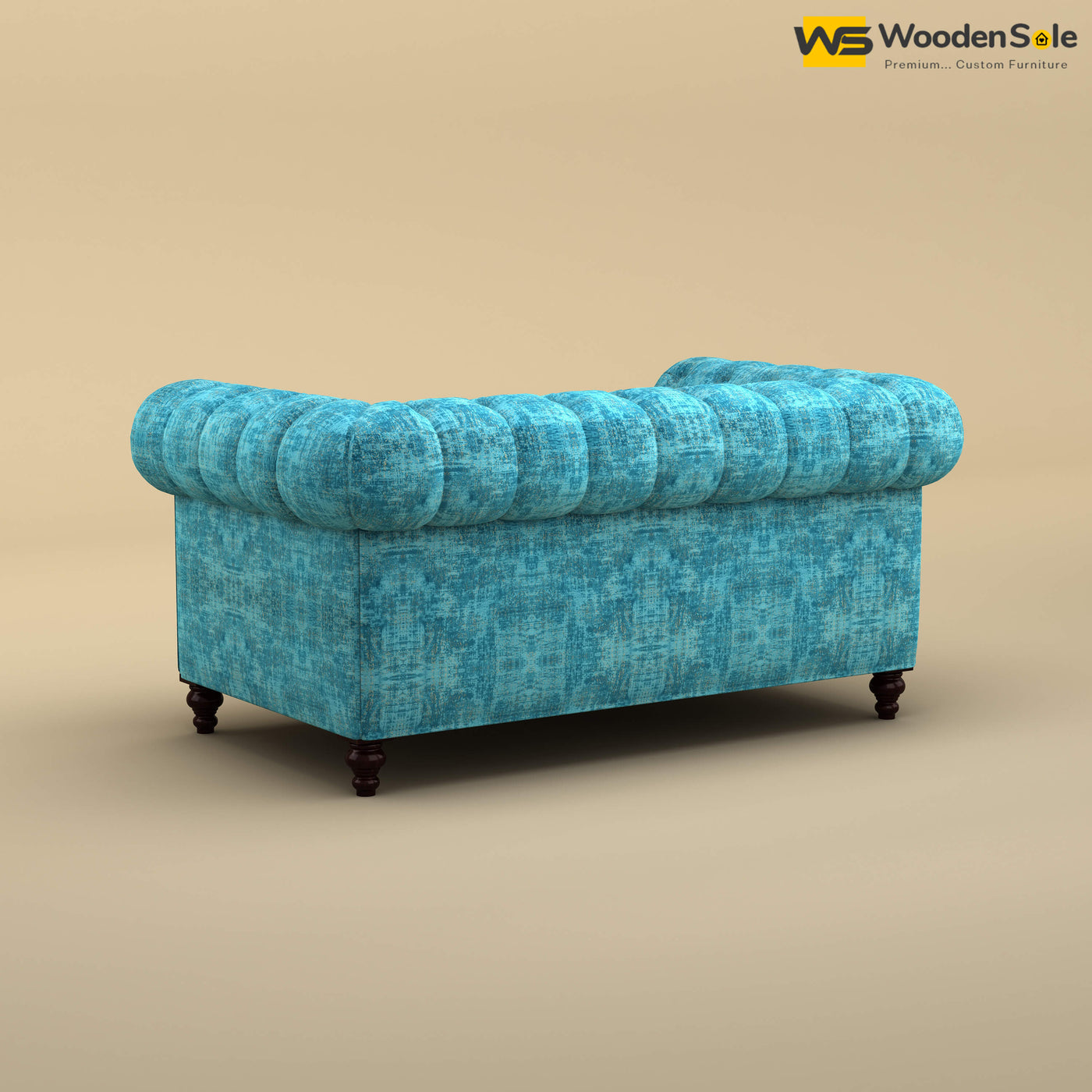 Maharaja Fabric 2 Seater Sofa (Cotton, Teal Blue)