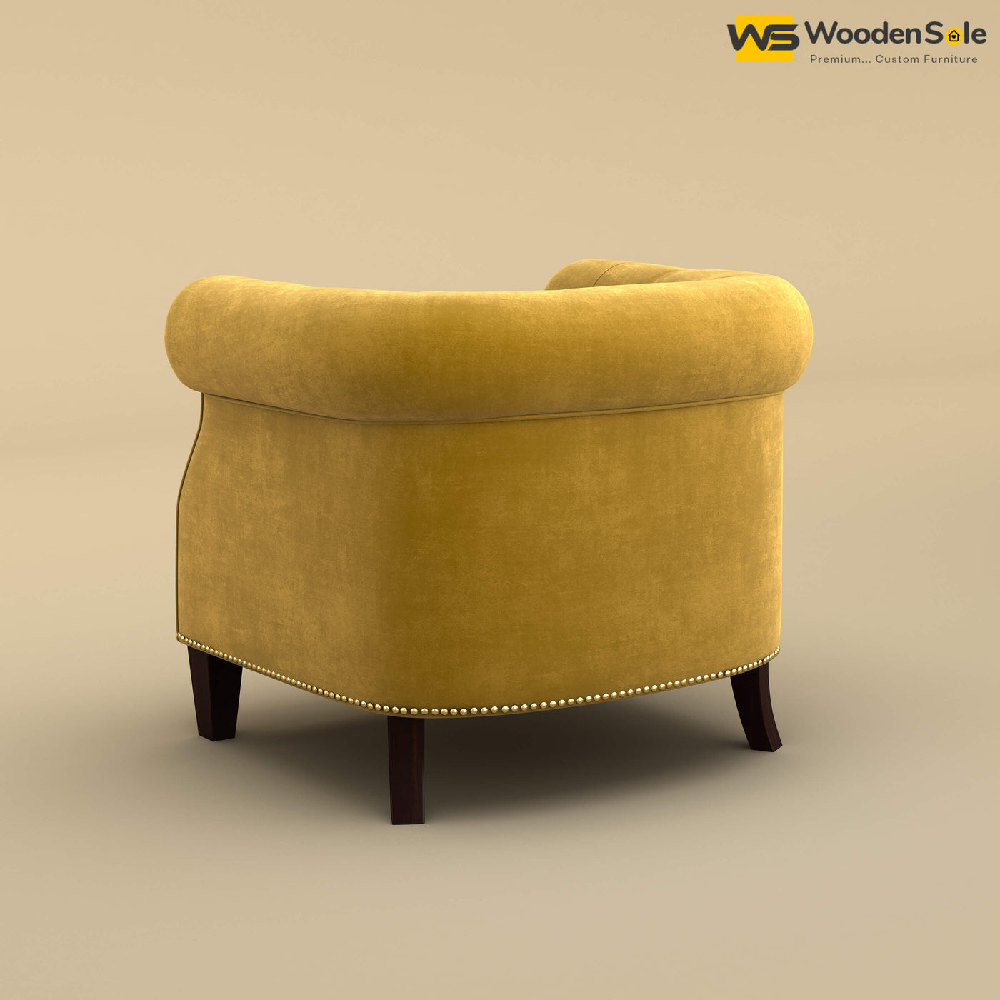 Olivia Wing Chair (Velvet, Mustard Yellow)