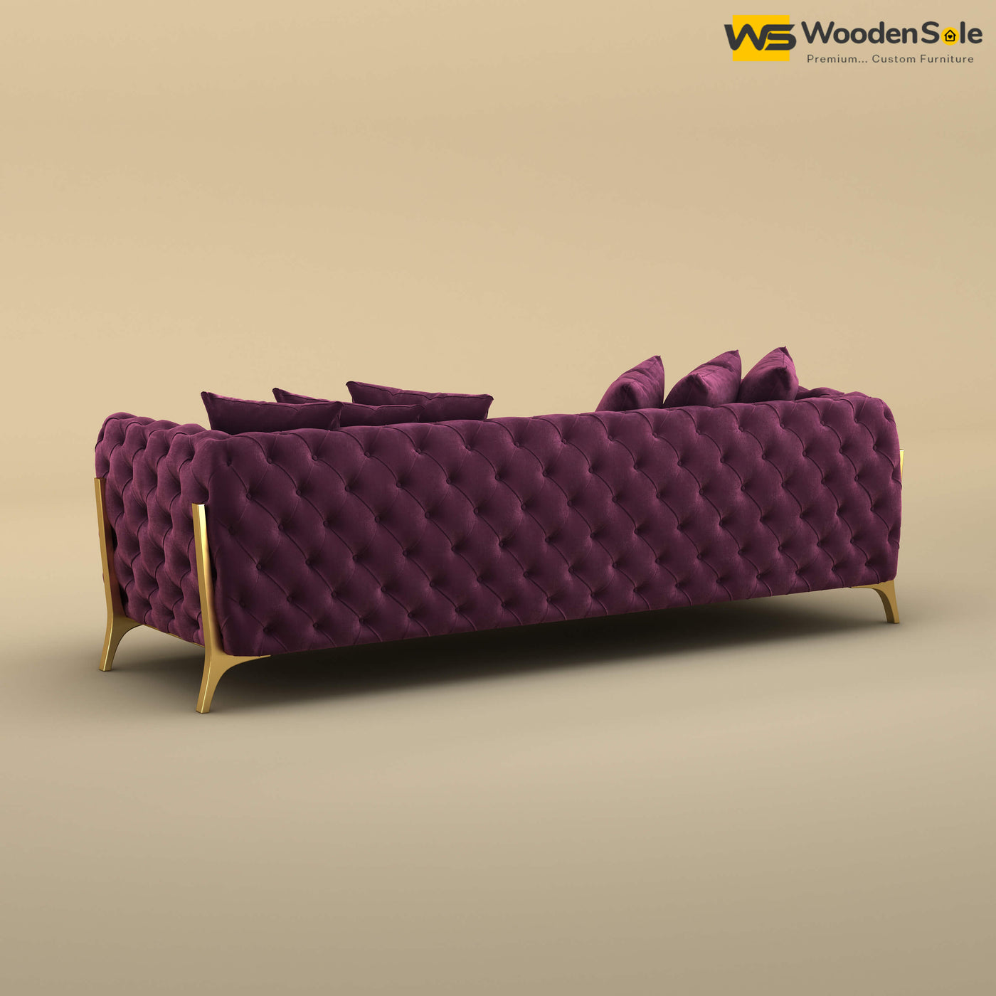 Adhira 3 Seater Premium Sofa (Velvet, Dark Purple)