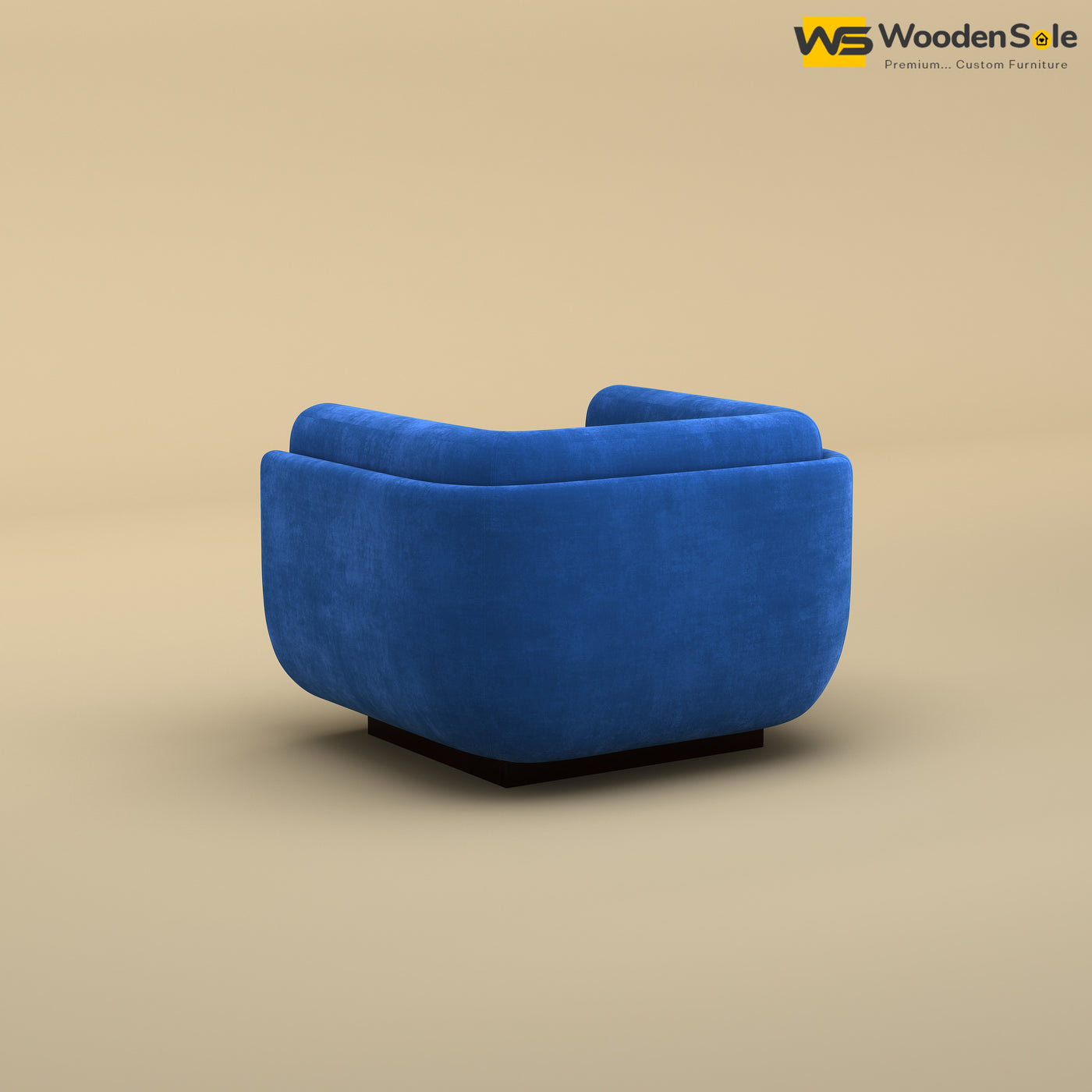 Vedant 1 Seater Fabric Sofa (Velvet, Royal Blue)