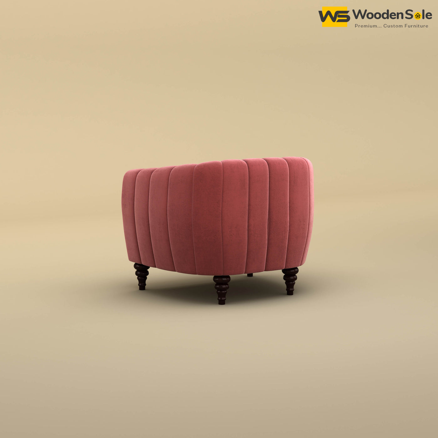 Amaya Single Seater Fabric Sofa (Velvet, Pink)