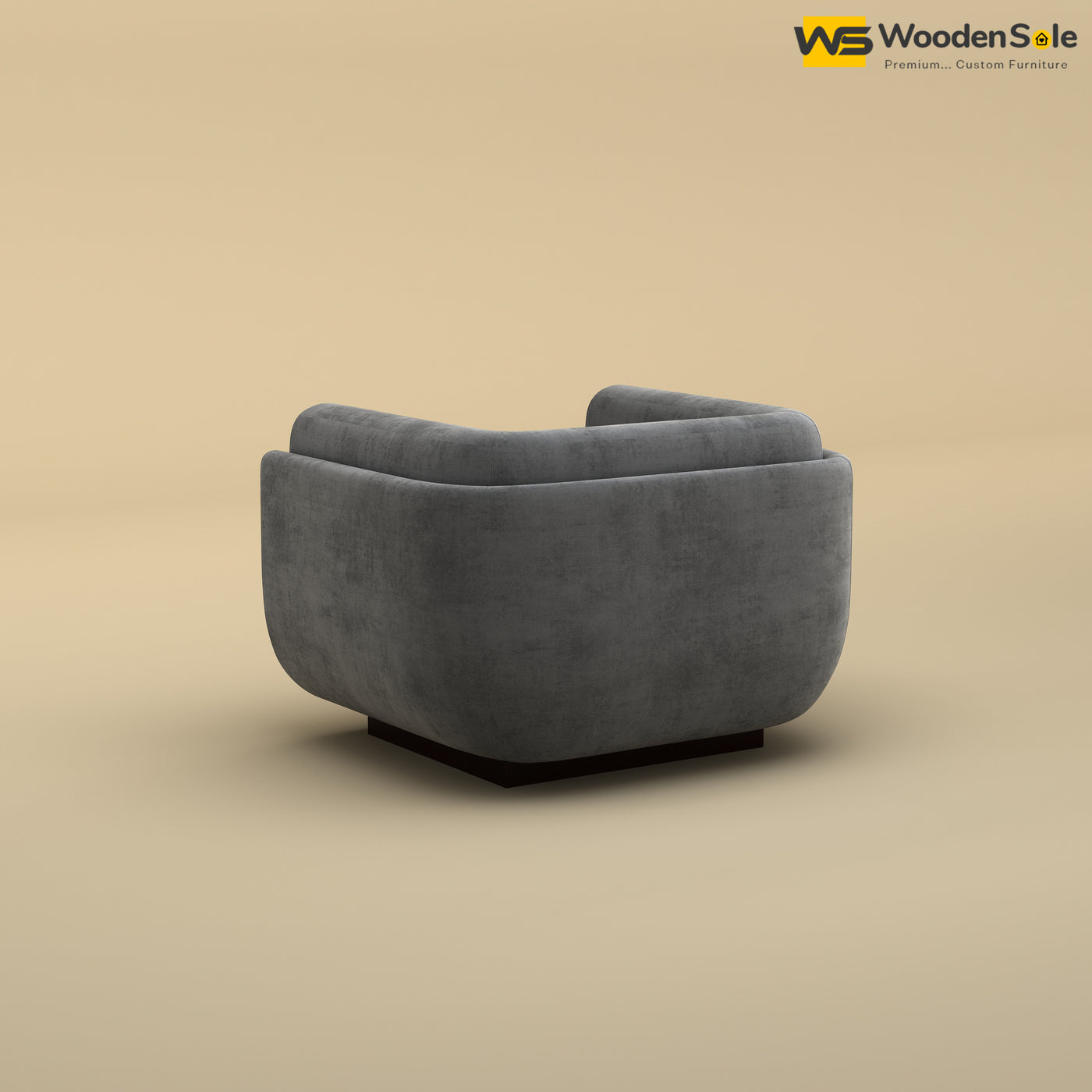 Vedant 1 Seater Fabric Sofa (Velvet, Charcoal Gray)