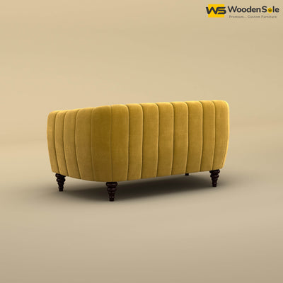 Amaya Two Seater Fabric Sofa (Velvet, Mustard Yellow)