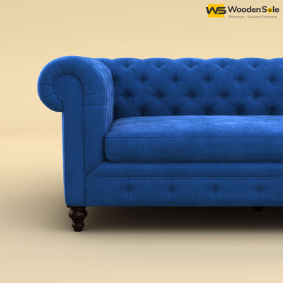 Maharaja L Shaped Sofa (Velvet, Royal Blue)