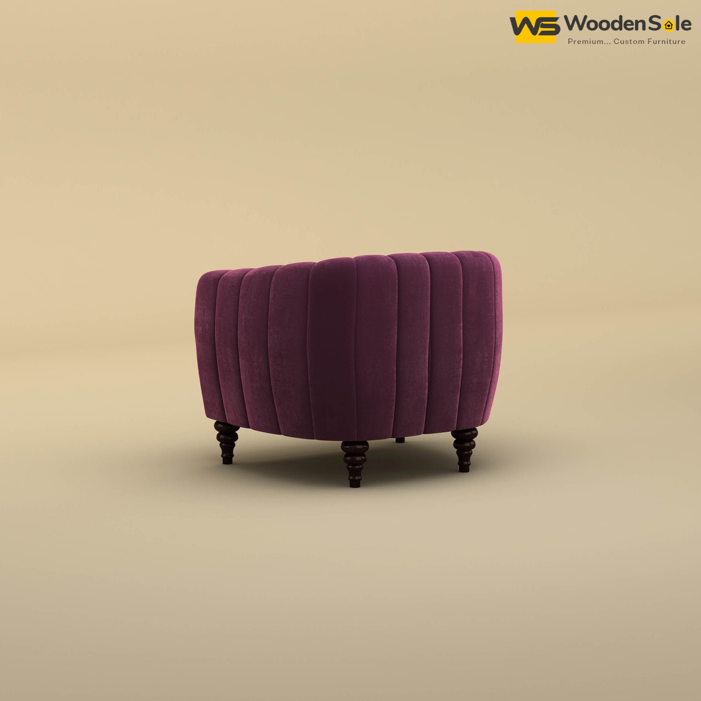 Amaya Single Seater Fabric Sofa (Velvet, Dark Purple)