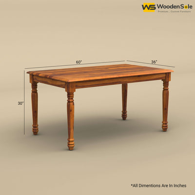 Engrave Dining Table Set 6 Seater (Honey Finish)