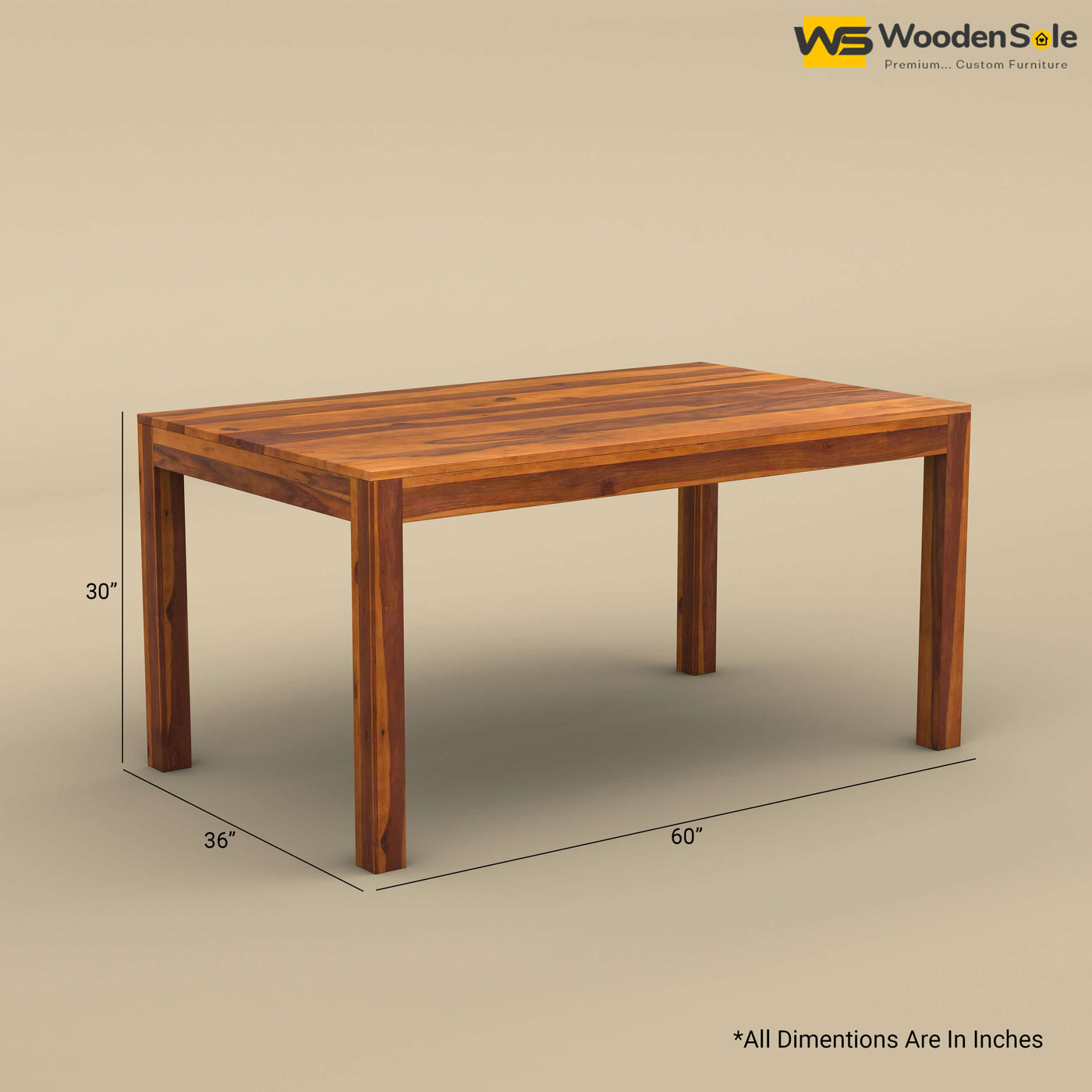 Sheesham Wood 6 Seater Dining Table (Honey Finish)