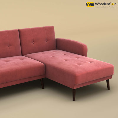 Daisy L Shape Sofa (Velvet, Pink)