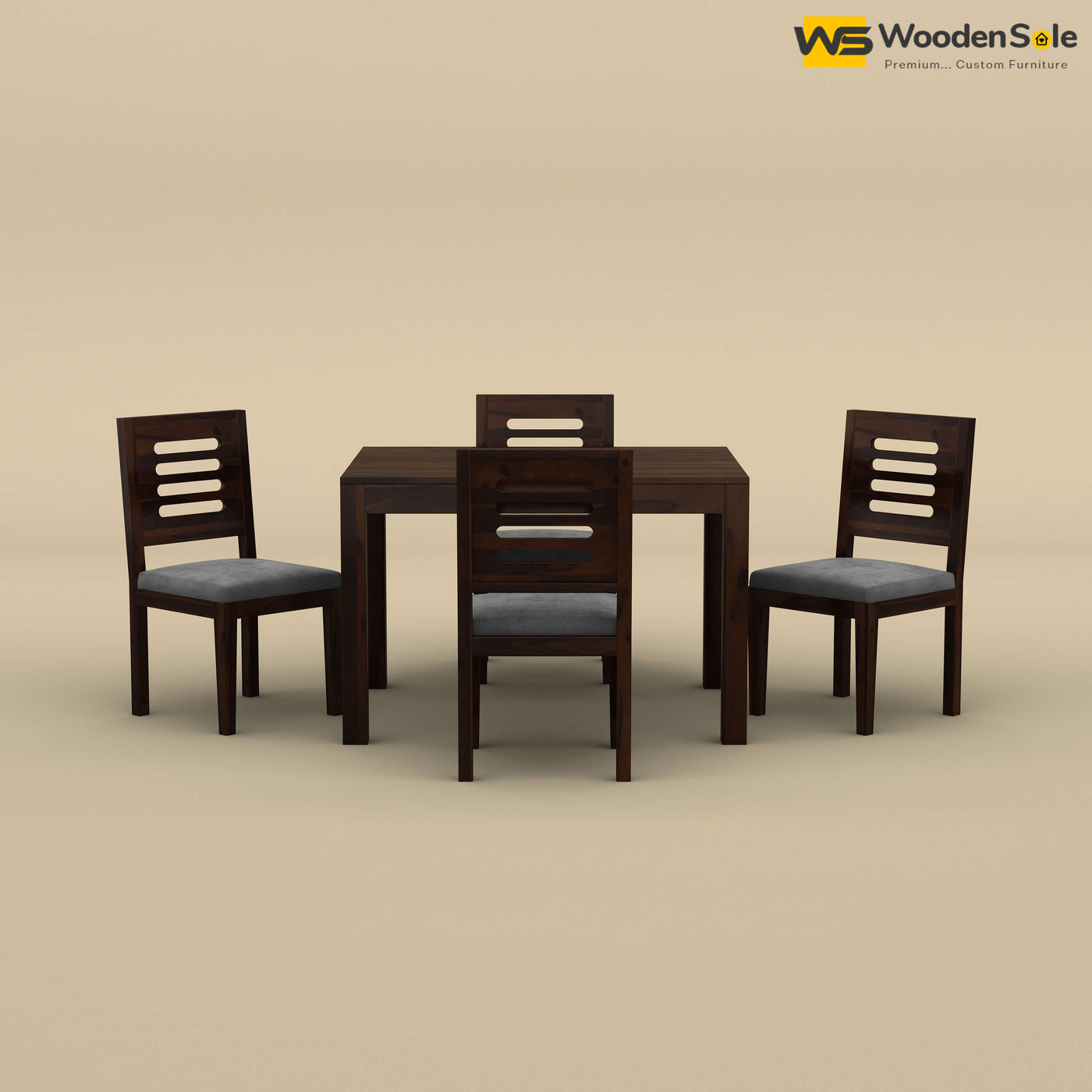 Sheesham Wood 4 Seater Dining Set with Upholstery Chair (Walnut Finish)