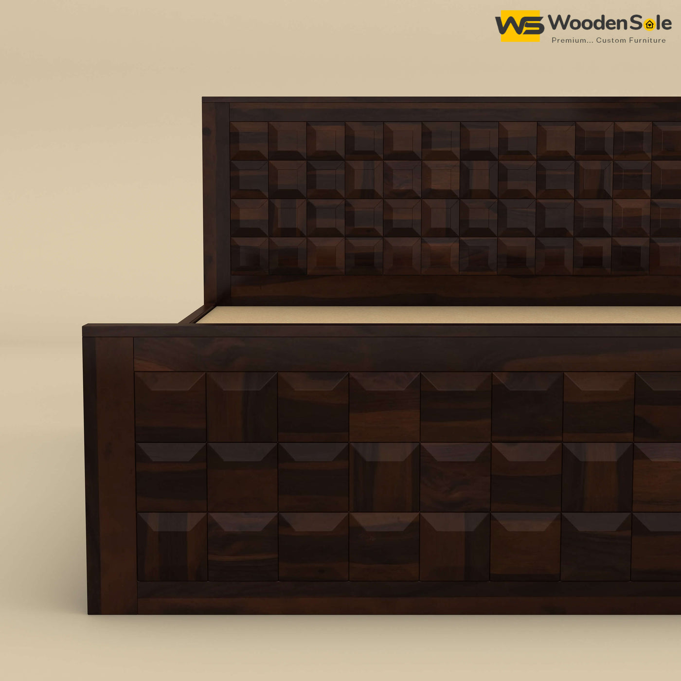 Diamond Hydraulic Storage Bed (Walnut Finish)