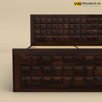 Diamond Box Storage Bed (Walnut Finish)