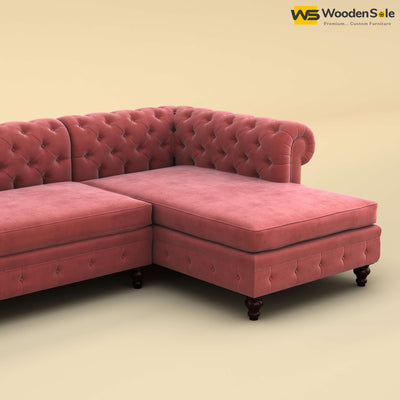 Maharaja L Shaped Sofa (Velvet, Pink)