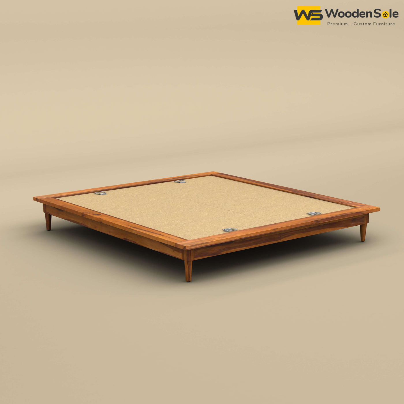 Floora Platform Bed (King Size, Honey Finish)