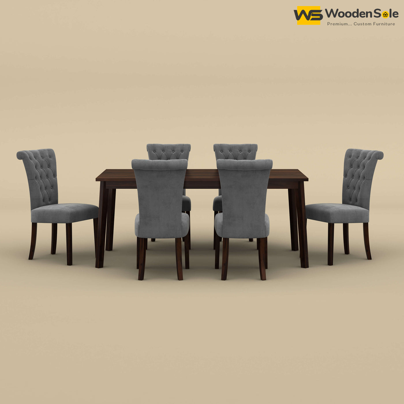 Kia 6 Seater Dining Set (Walnut Finish)