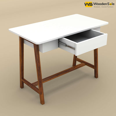 Modern Study Table (White & Honey Finish)