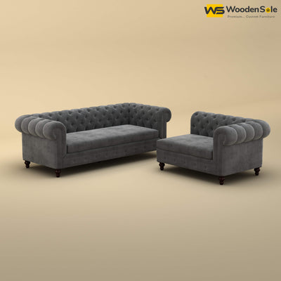 Maharaja Corner Sofa (Velvet, Charcoal Gray)