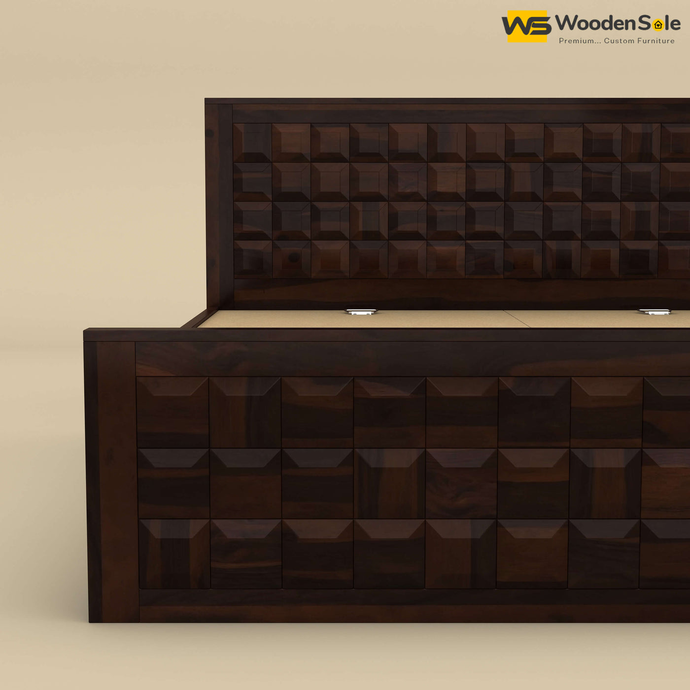 Diamond Drawer Storage Bed (Walnut Finish)