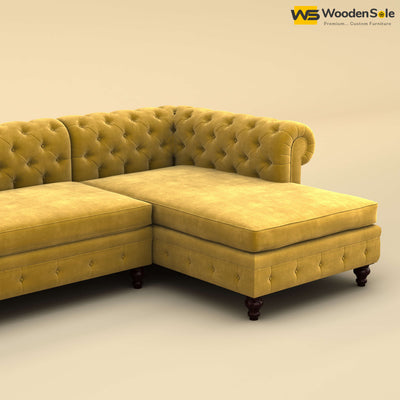 Maharaja L Shaped Sofa (Velvet, Mustard Yellow)