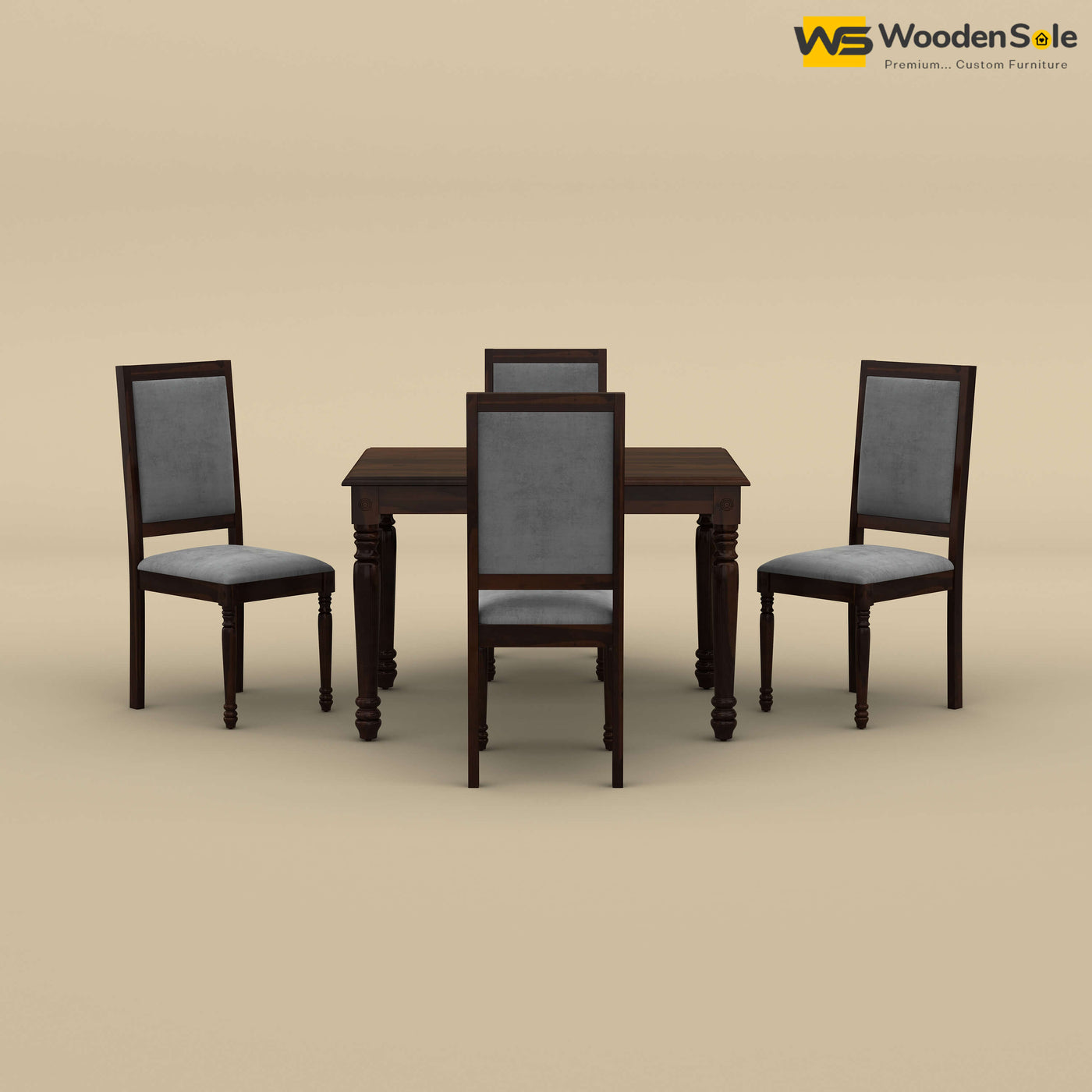 Engrave Dining Table Set 4 Seater (Walnut Finish)