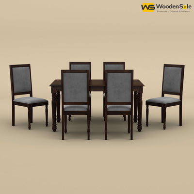 Engrave Dining Table Set 6 Seater (Walnut Finish)