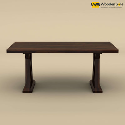 Criss Cross Dining Table Set 6 Seater (Walnut Finish)