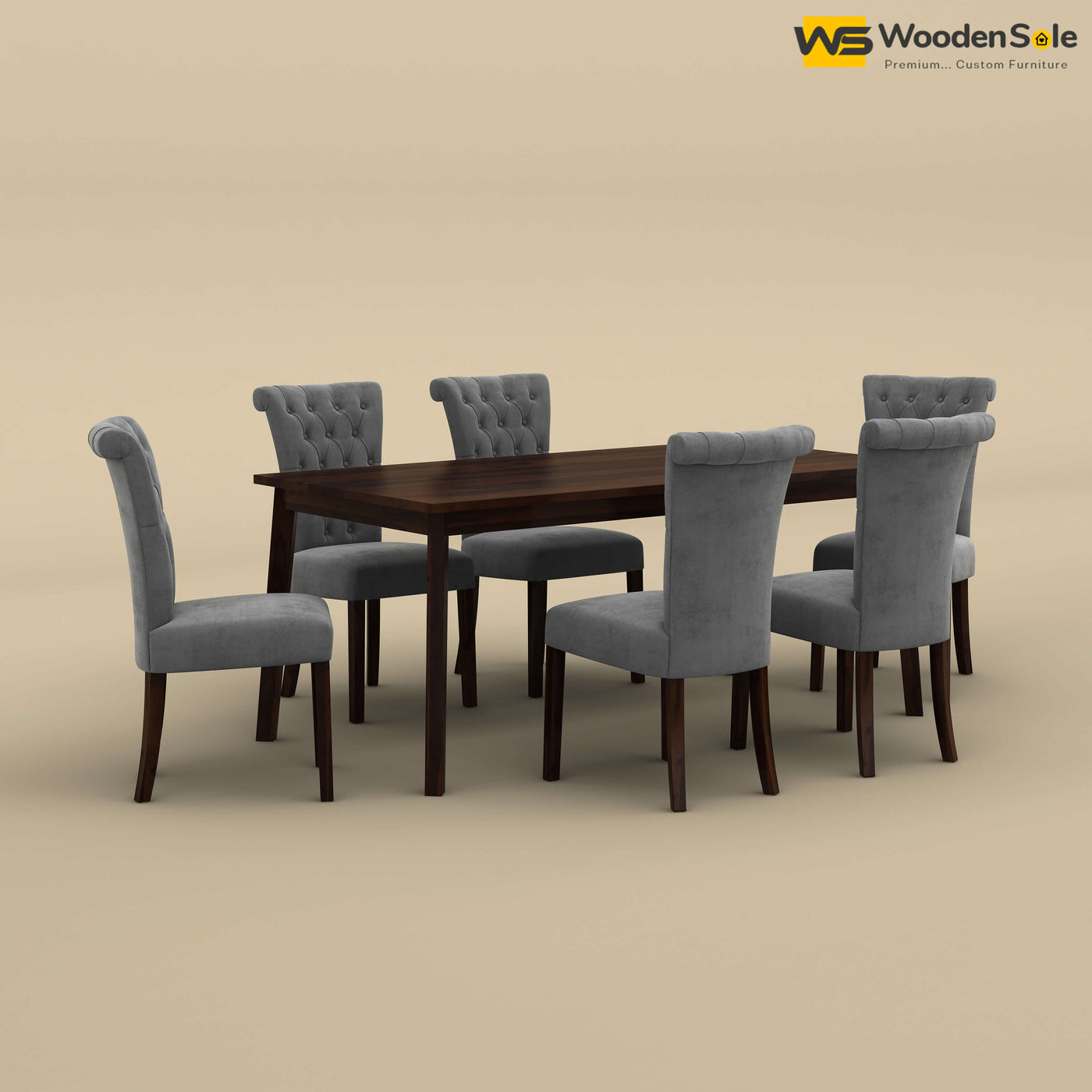 Kia 6 Seater Dining Set (Walnut Finish)