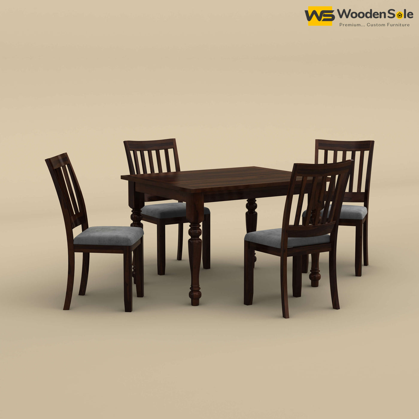 Martha 4 Seater Dining Table Set (Walnut Finish)