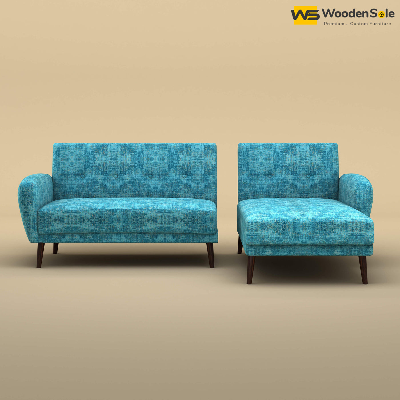 Daisy L Shape Sofa (Cotton, Teal Blue)