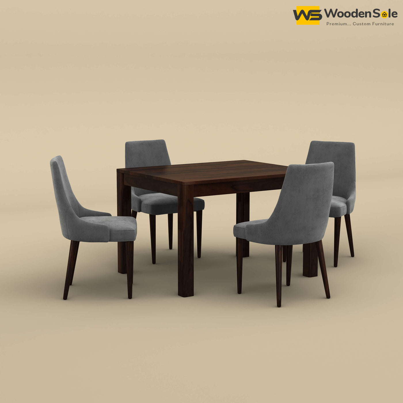 Ashley 4 Seater Dining Table Set (Walnut Finish)