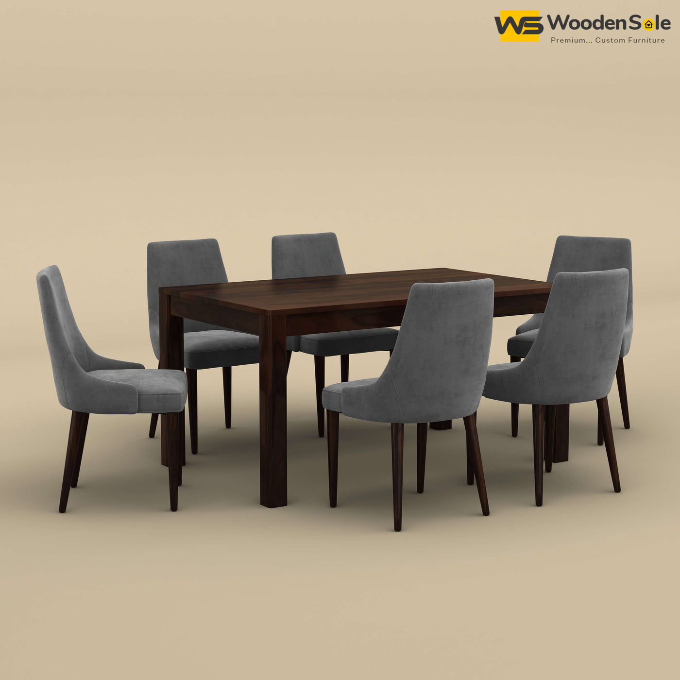 Ashley 6 Seater Dining Table Set (Walnut Finish)