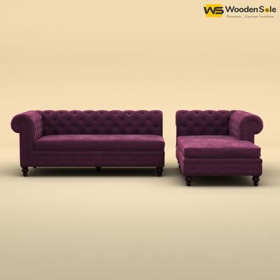 Maharaja L Shaped Sofa (Velvet, Dark Purple)