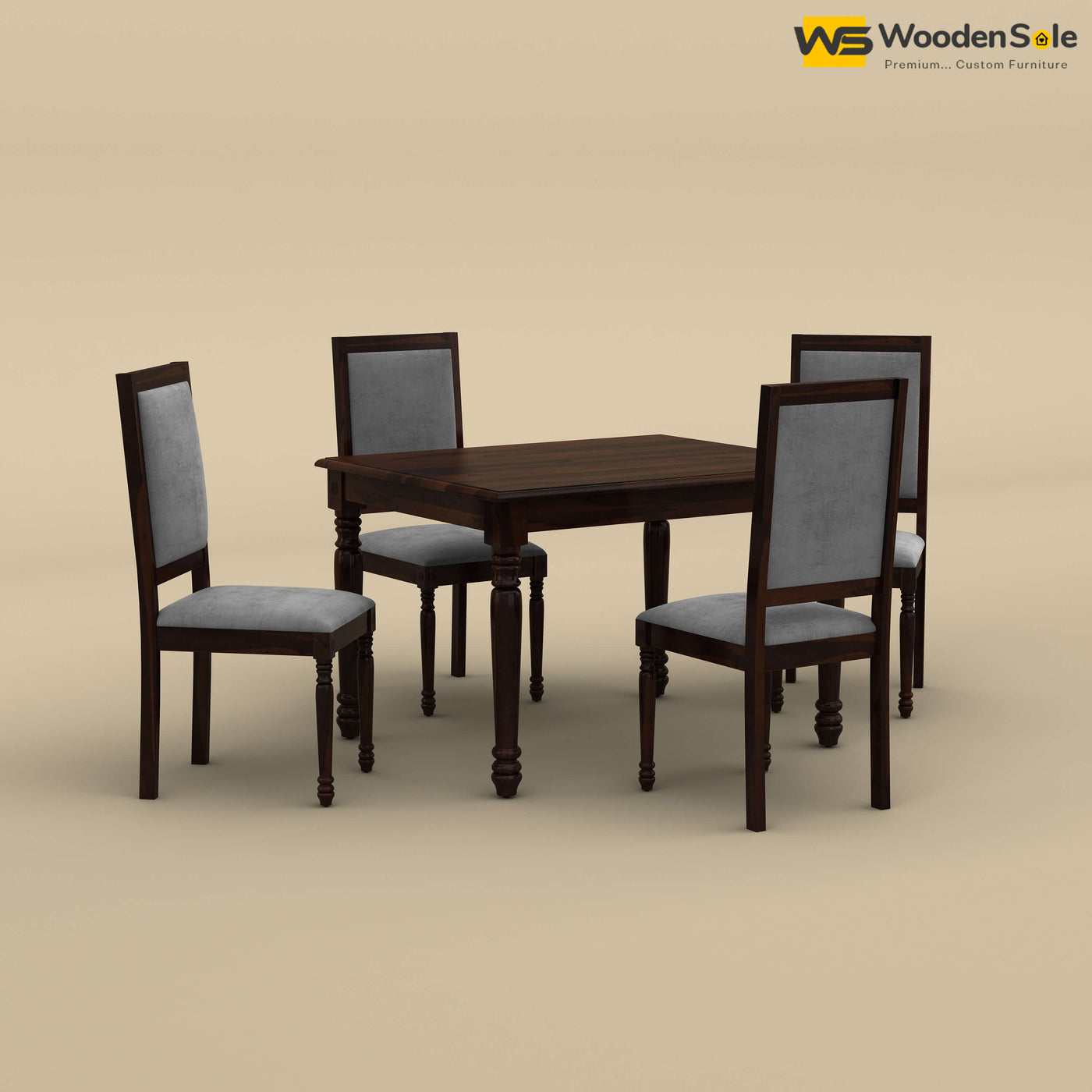 Engrave Dining Table Set 4 Seater (Walnut Finish)