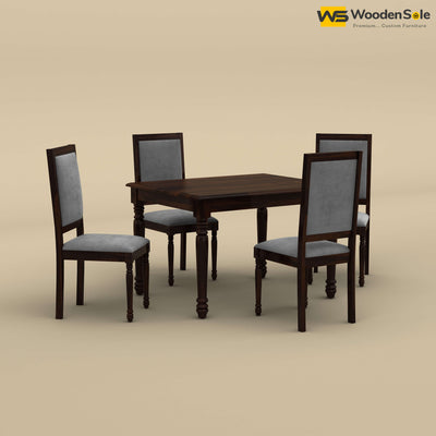 Engrave Dining Table Set 4 Seater (Walnut Finish)