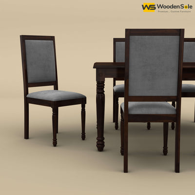 Engrave Dining Table Set 6 Seater (Walnut Finish)