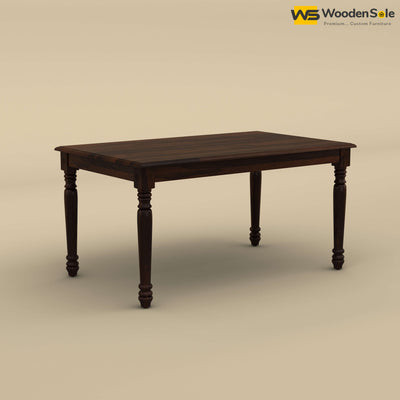 Engrave Dining Table Set 6 Seater (Walnut Finish)