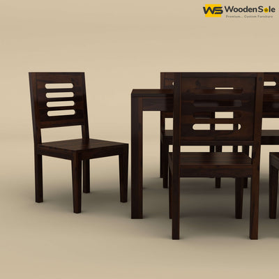 Sheesham Wood 6 Seater Dining Table Set (Walnut Finish)