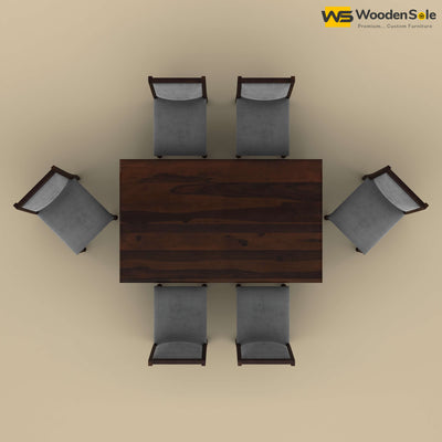 Engrave Dining Table Set 6 Seater (Walnut Finish)