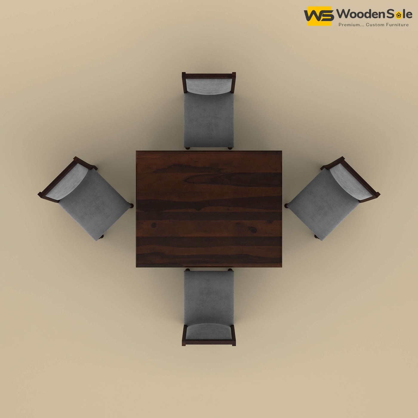 Engrave Dining Table Set 4 Seater (Walnut Finish)