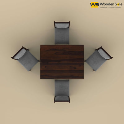 Engrave Dining Table Set 4 Seater (Walnut Finish)