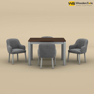 Madrid 4 Seat Dining Table Set (Walnut & Gray Finish)