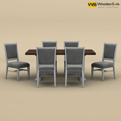 Criss Cross Dining Table Set 6 Seater (Walnut & Gray Finish)