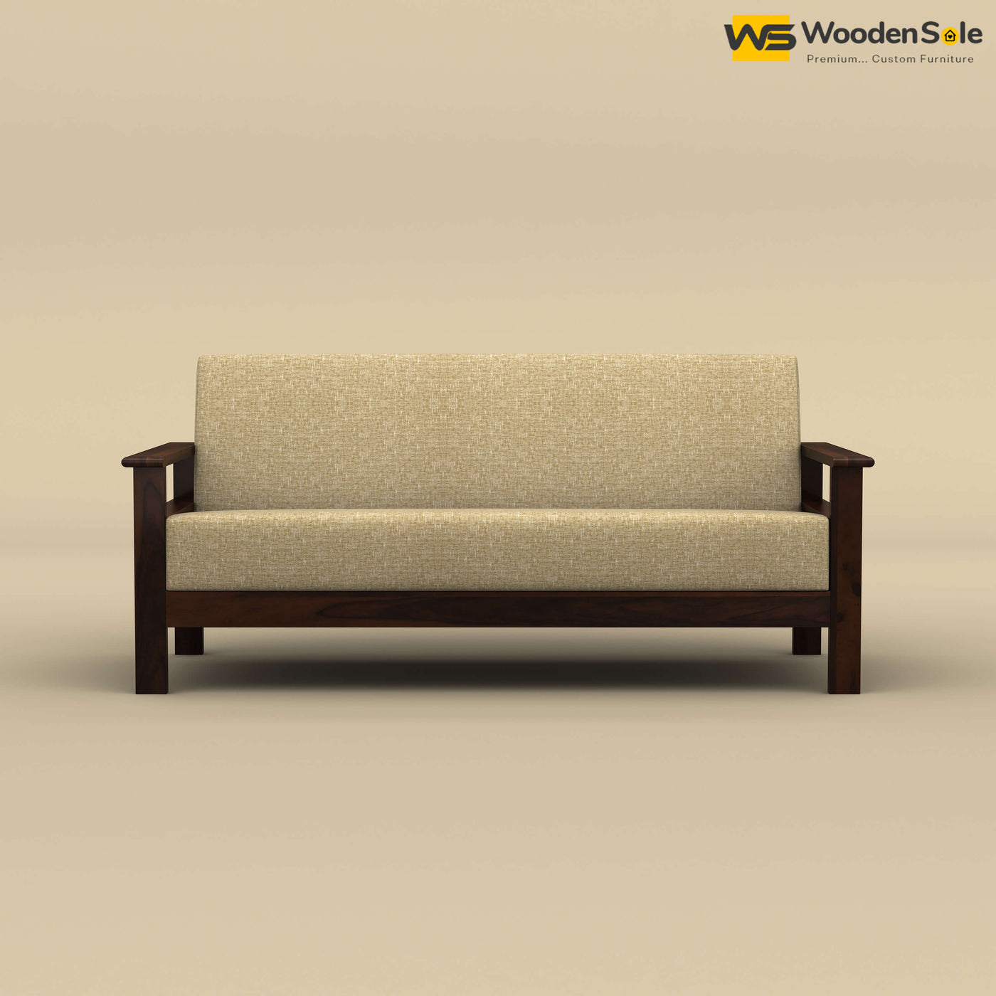 Edwin 3 Seater Wooden Sofa (Walnut Finish)