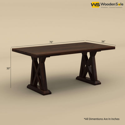 Criss Cross Dining Table Set 6 Seater (Walnut Finish)